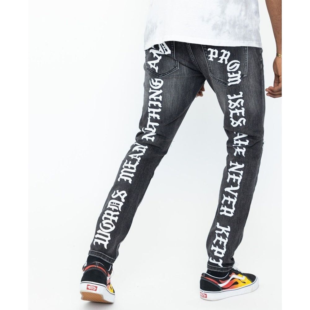 Broken Promises Cash Bottons The Motto Black Denim Skinny Jeans Distressed sz 30